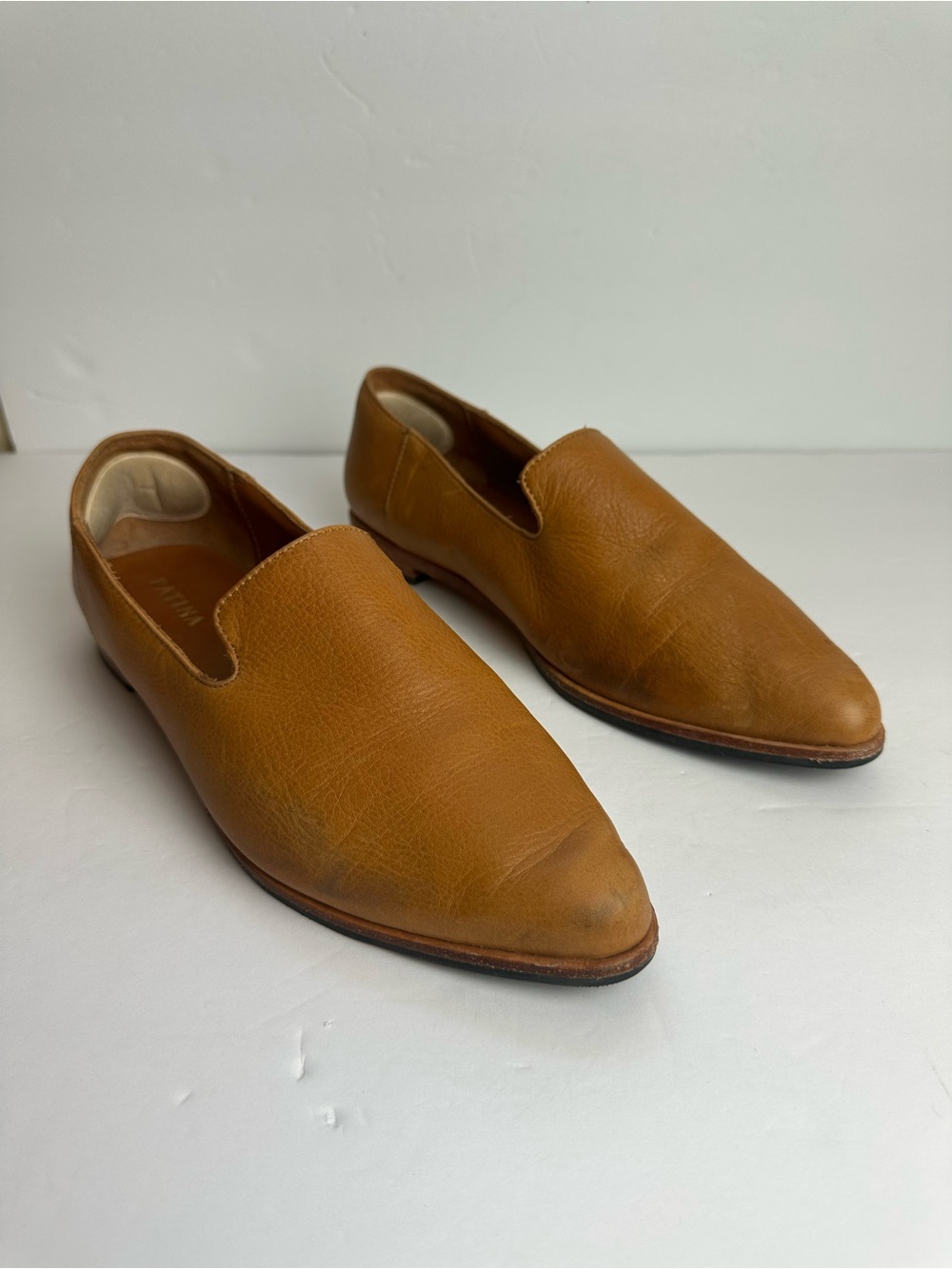 Patina Loafers Women's Size 10 Shoes Brown Tan Suede Handmade Pointed Toe Flats